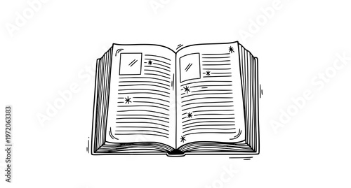 an open book with lined pages