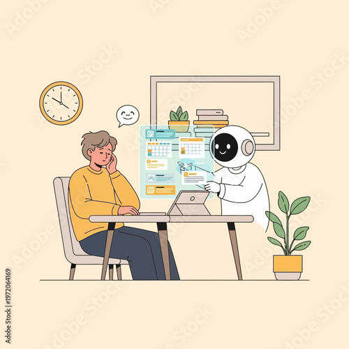 Robot assistant helps overwhelmed man with digital task management