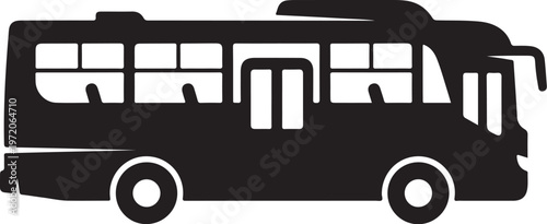 Black bus silhouette, vector illustration, transportation icon, travel symbol