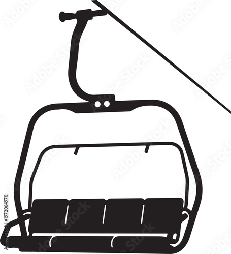 Ski lift chair, ski resort transportation, mountain lift icon, winter sports equipment