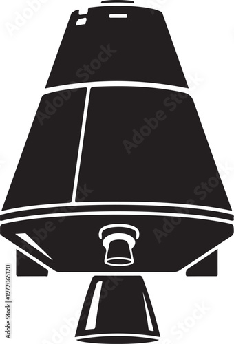 Spacecraft, rocket ship, black icon, vector illustration, space travel