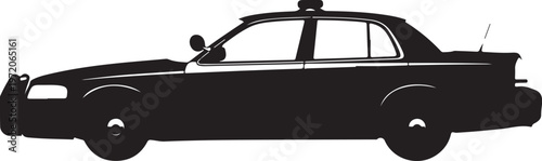 Black taxi cab silhouette, vector car icon, transportation symbol, modern sedan