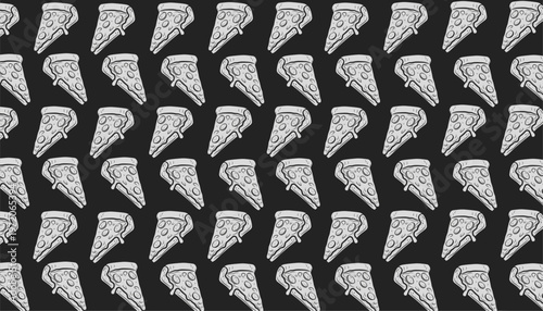 Chicago Pizza Pattern Design. Seamless Deep Dish Illustration. Stuffed Crust Pizza Motif. Handdrawn Fast Food Style.
