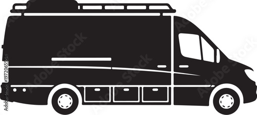 Camper Van, RV, Motorhome, Travel Trailer Vector Icon
