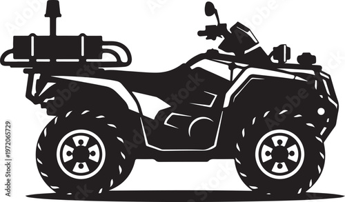 ATV, quad bike, off-road vehicle, silhouette, black icon