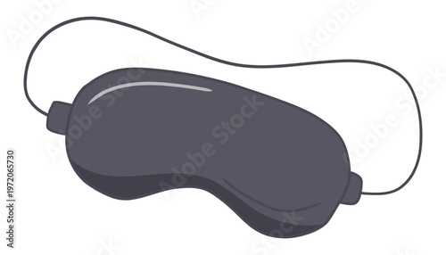Plain dark gray sleep mask hand drawn black illustration with elastic strap for pajama party, slumber party and sleeping accessory designs.