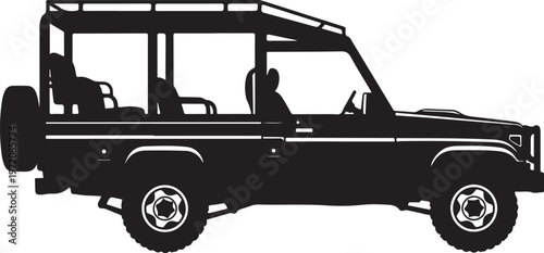 Safari Land Rover, off-road vehicle, 4x4 silhouette, expedition car, adventure transport
