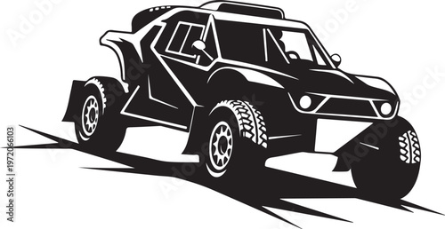 Off-road, dune buggy, vector illustration, black and white