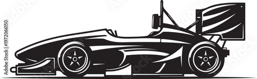 Racing car, vector illustration, black and white, speedster, formula one, automotive design