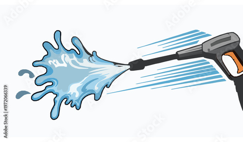 Pressure washer spraying water jet dynamic vector