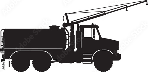 Black silhouette fire truck, fire engine icon, emergency vehicle, tanker truck