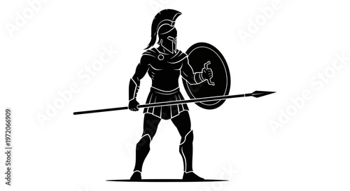 Ancient Greek warrior with shield.