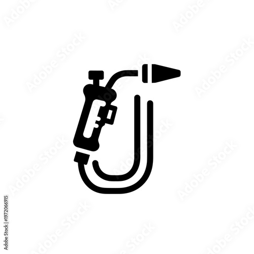 Black airbrush with nozzle and hose.