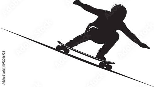 Skateboarder, skateboarding icon, black silhouette, action sports, extreme, vector graphics