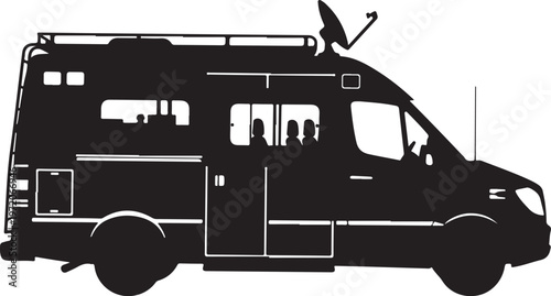Camper Van, Motorhome, RV, Vehicle Silhouette, Black Icon