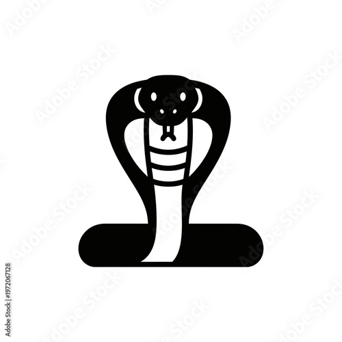 Black cobra snake head closeup logo.