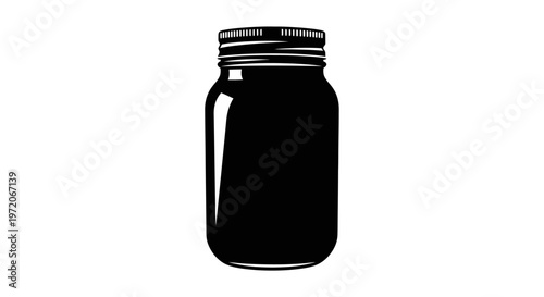 Black glass jar with lid.
