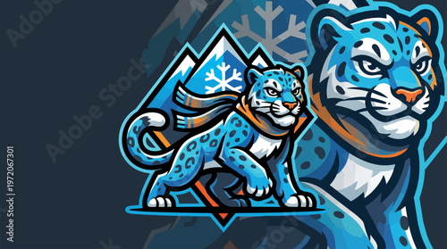 Snow leopard cartoon illustration.