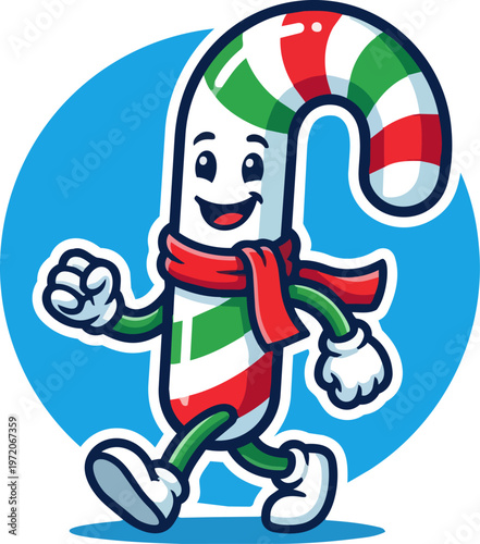 Cartoon candy character walking.