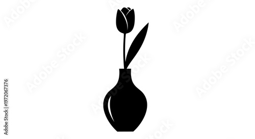 Black silhouette of a flower vase.