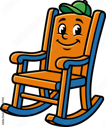 Cartoon rocking chair with face.