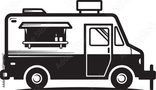 Food truck, vector food truck, black food truck, truck icon