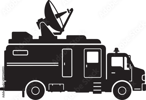 Satellite truck, broadcasting vehicle, news van, mobile studio