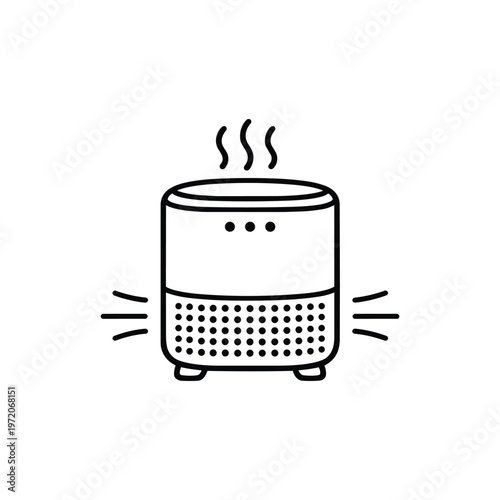 Spring aroma diffuser icon spring air humidifier black and white vector illustration for fresh spring home decor