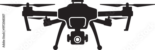 Drone, aerial vehicle, quadcopter, black silhouette, technology icon