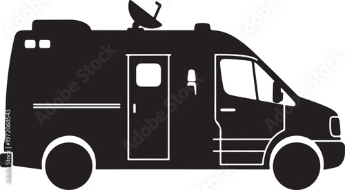 Camper Van, Motorhome, RV, Travel Trailer, Vector Icon