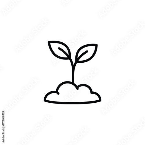 Spring sprout black and white vector icon Spring plant line art illustration for spring season and gardening design