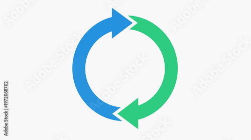 Recycle loop icon with blue and green arrows.