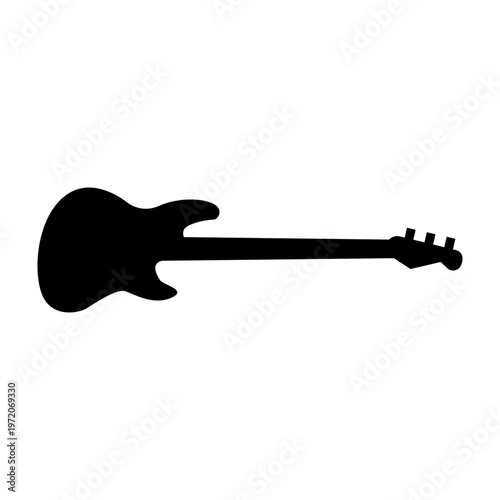 Electric Guitar Music Instrument Silhouette Icon Vector