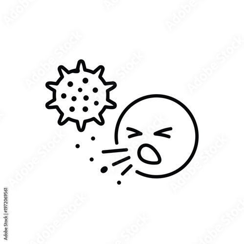 Spring allergy icon spring sneezing allergy black and white vector illustration for seasonal allergy and spring health design