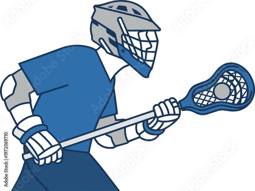 Lacrosse Player in Blue Uniform.