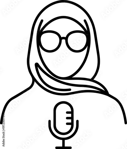 Woman Wearing Hijab and Glasses.