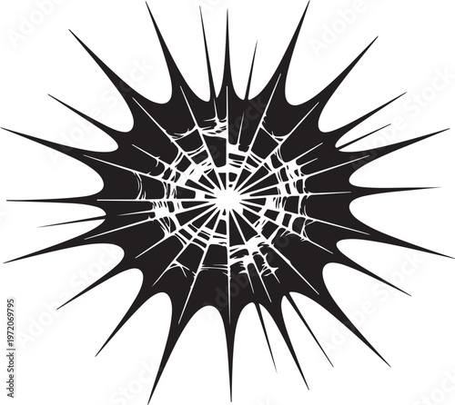 Black explosion, cracked effect, shattered burst, vector graphic