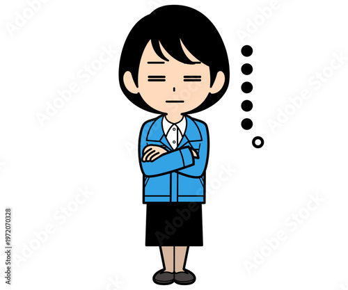 呆れているショートヘアーの事務員の女性