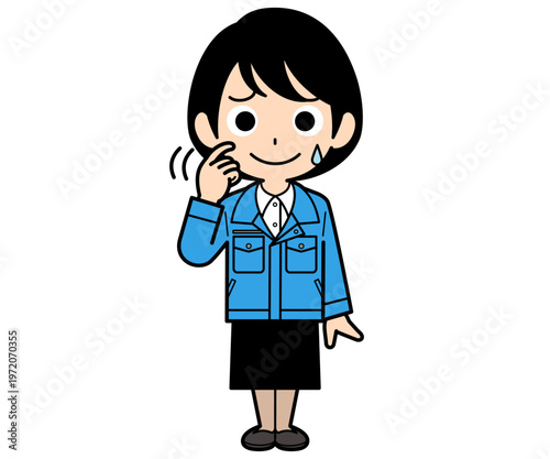 動揺するショートヘアーの事務員の女性