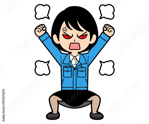 激怒しているショートヘアーの事務員の女性