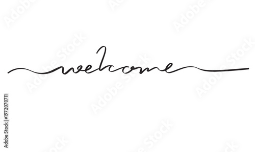 welcome text font calligraphy hand written lettering script black color object icon welcome greeting card business hello communication banner work job welcome businessman businesswoman welcome word