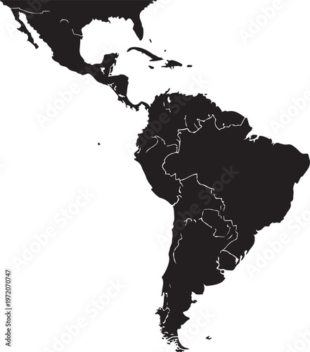 Fotografi silhouette of latin america map icon over white background