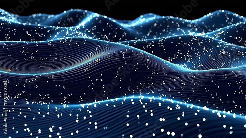 Digital technology blue and silver 3d curve abstract background