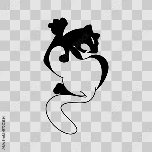 Puma icon. Monochrome and abstract. On transparent background.