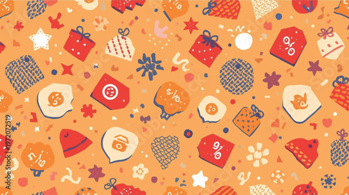 Abstract Seasonal Sale Pattern Background with Bright Retail Elements