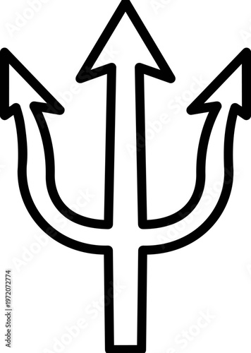 Trident with three sharp prongs.