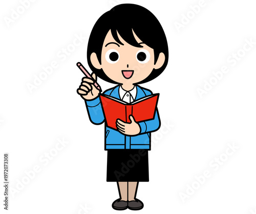 ファイルを持ってメモをとるショートヘアーの事務員の女性