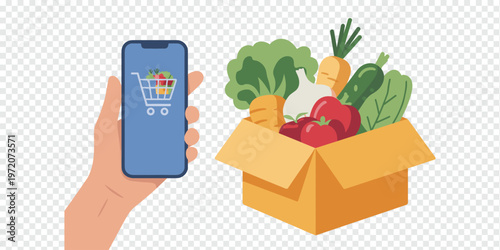Online Grocery App Fresh Produce Box Delivery Concept