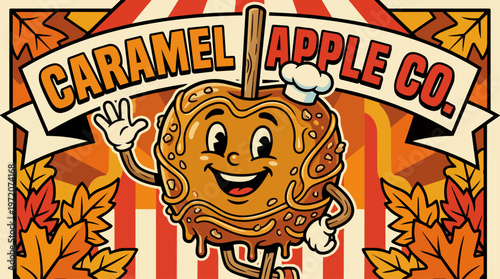 Caramel Apple Cartoon Character.