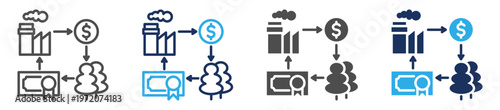 carbon credit icon set multi concept